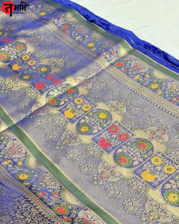 Royal Blue Banarasi Silk Saree - Zari Work - Image 3
