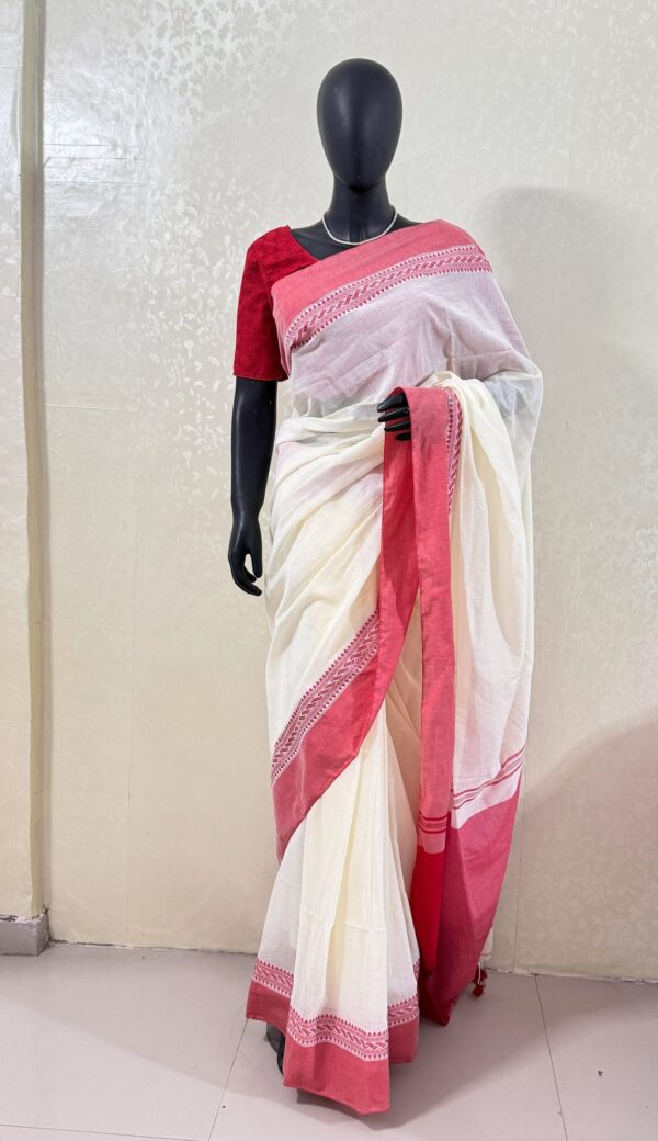 Cotton Saree with Weaving Border - Image 7
