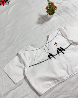 White with Birds - Embroidery Blouse