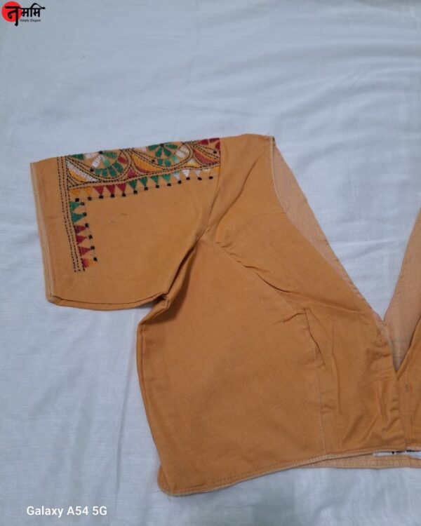 Hand Kantha Work Blouse - Shades of Beige - Image 3