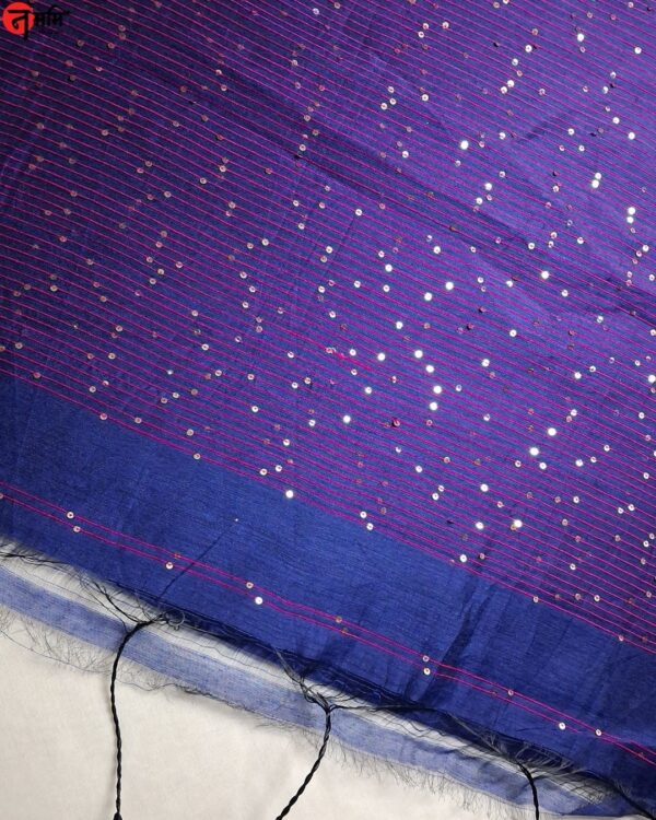 Blue Sequence Work Cotton Silk Saree