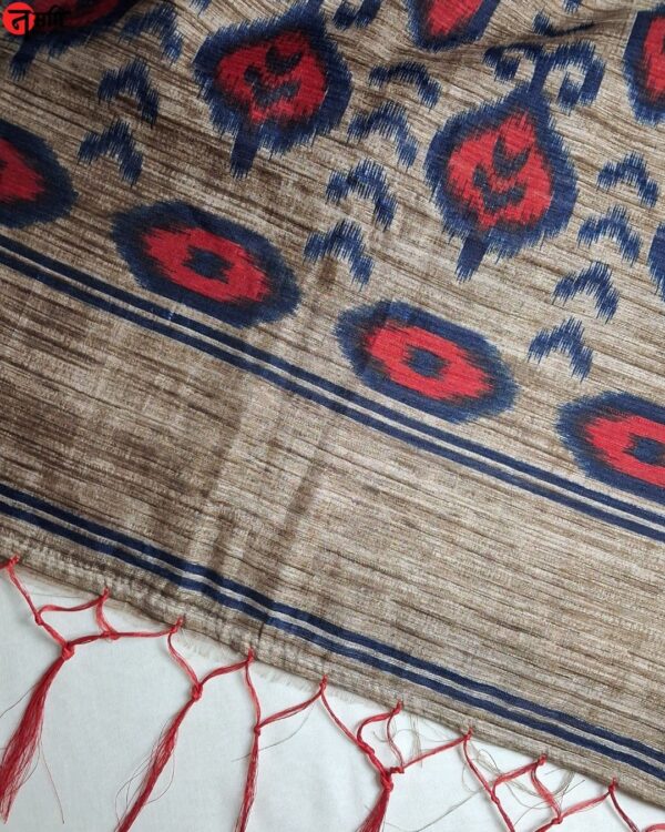 Red Printed Khadi Silk Saree
