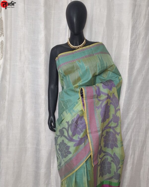 Green Banarsi Handloom Cotton Saree