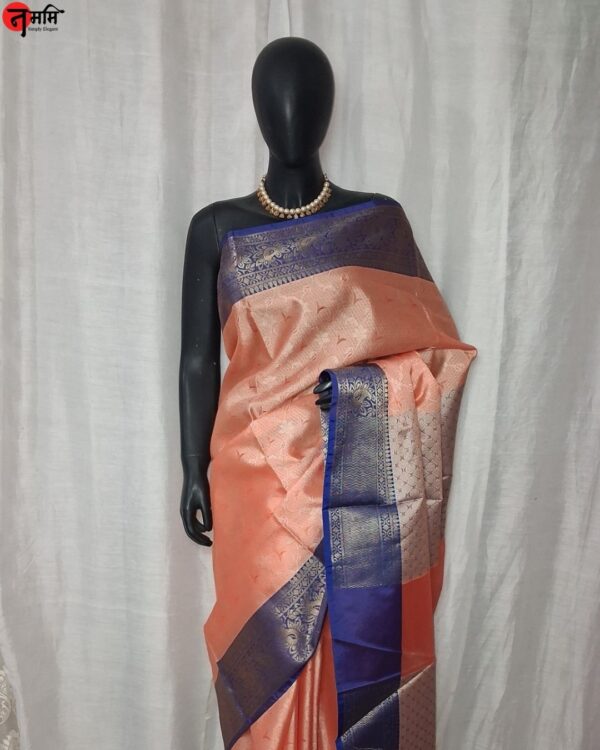 Orange Banarsi Cotton Silk Saree
