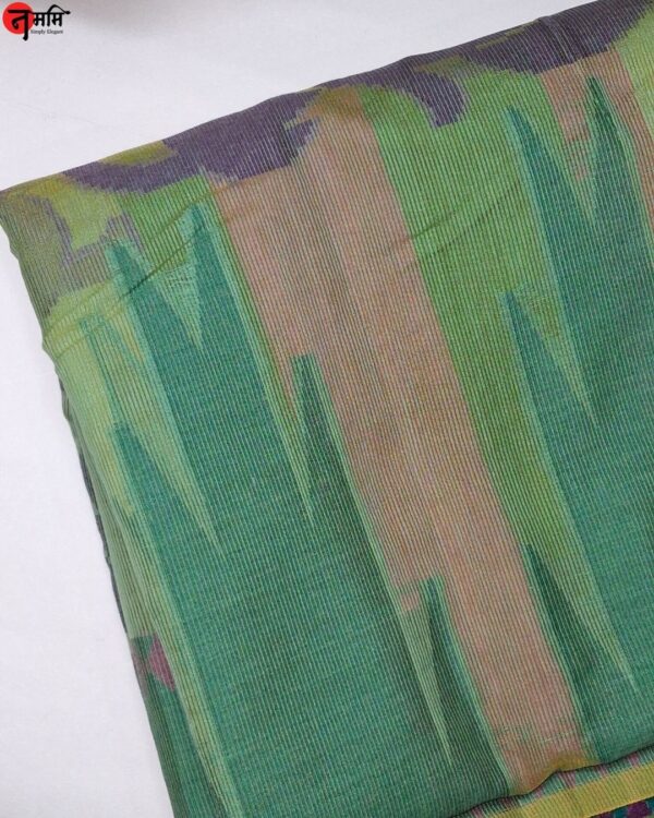 Green Banarsi Handloom Cotton Saree - Image 4