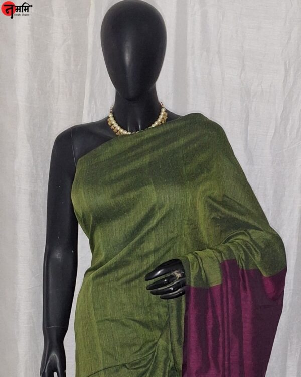 Green Solid Khadi Cotton Saree