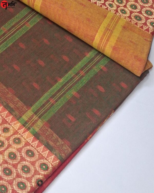 Red Handloom Cotton Saree - Image 2