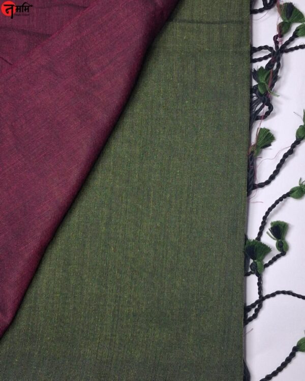 Green Solid Khadi Cotton Saree - Image 2