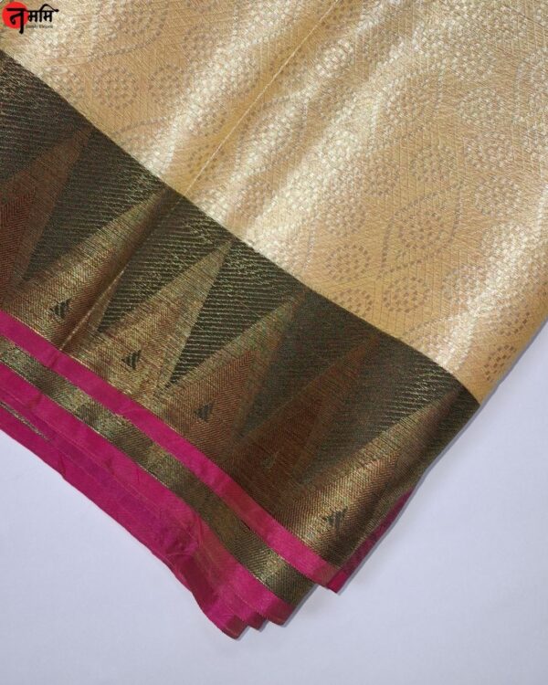 Yellow Banarsi Cotton Silk Saree - Image 2