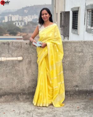 Lemon Yellow Katan Silk Saree