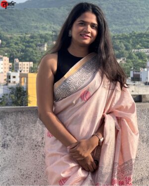 Handblock Printed Katan Silk Saree