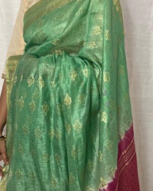 Green Semi Tussar Saree