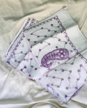 White Cotton Chikankari Saree with Thread Work