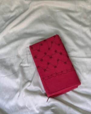Dark Pink Cotton Chikankari Saree with Thread Work