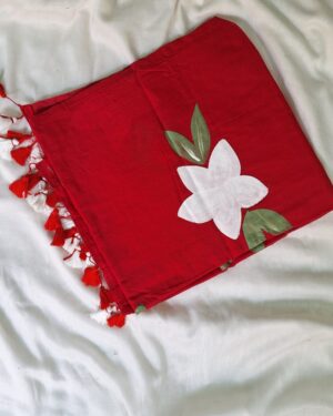 Hand painted mulcotton saree