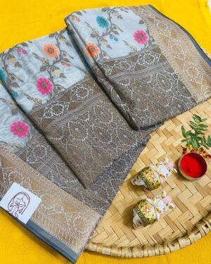 Banarsi weaving work cotton silk saree