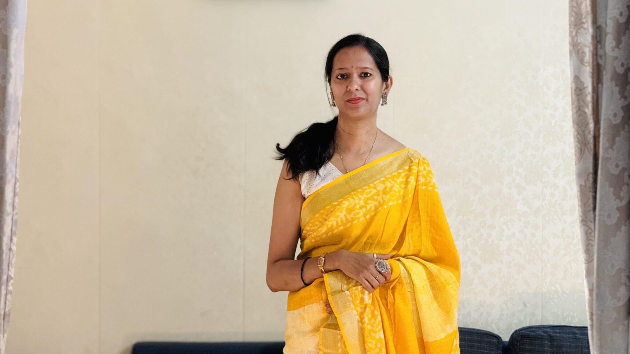 Yellow Linen Batiq Saree
