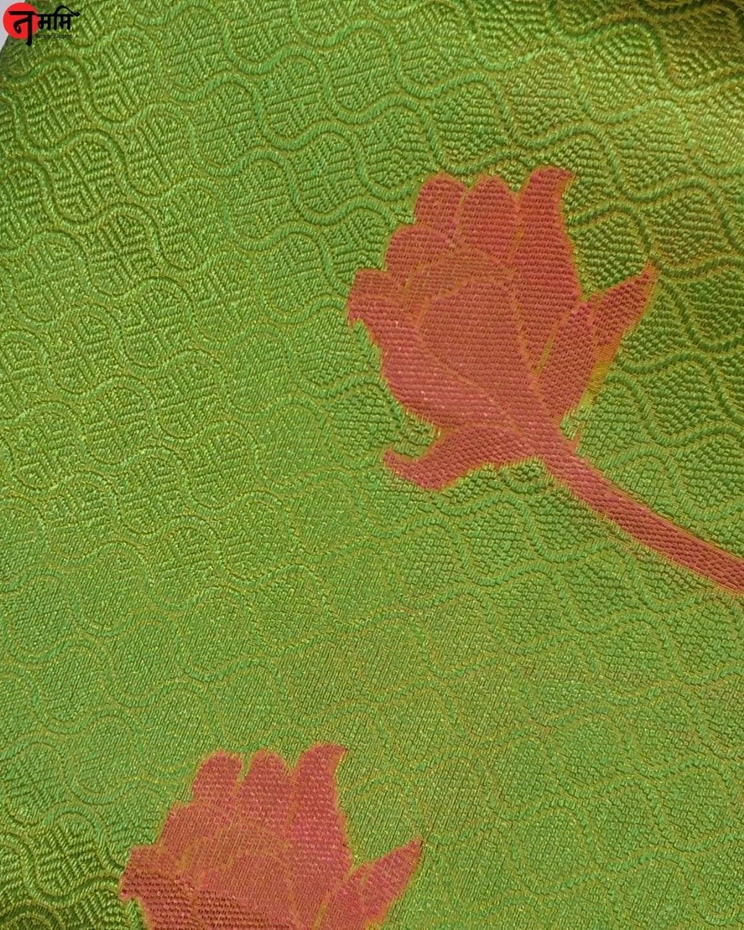 Green Banarsi Cotton Silk Saree