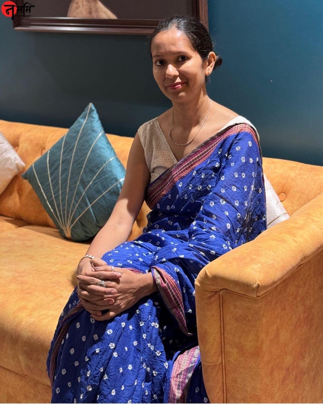 Blue Bandhani saree