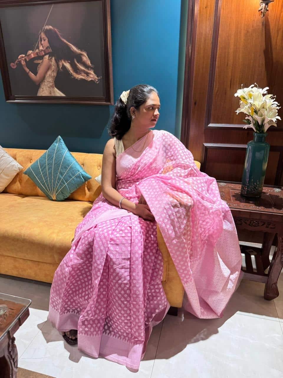 Pink Banarsi Cotton Silk Saree